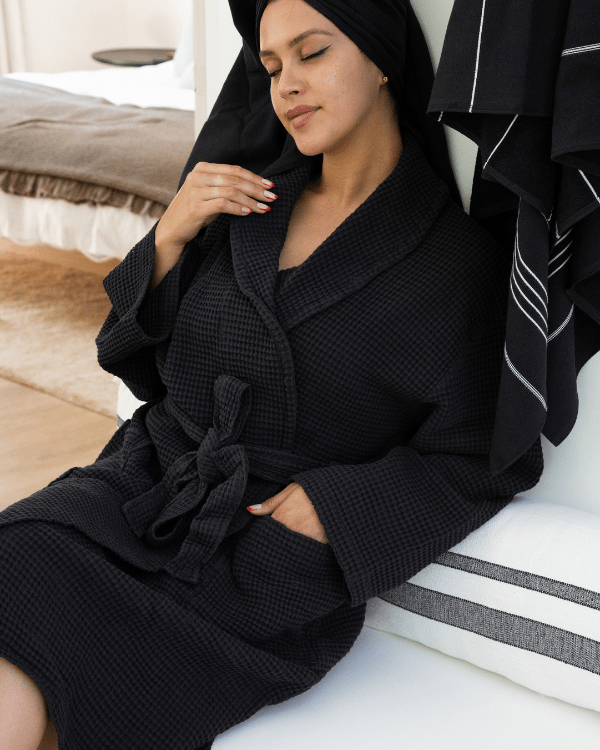 Alternative view of Micro Waffle Robe - Black