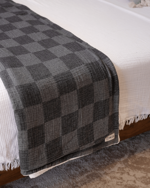 Cloud Checker Plush Blanket - Black - Image 7