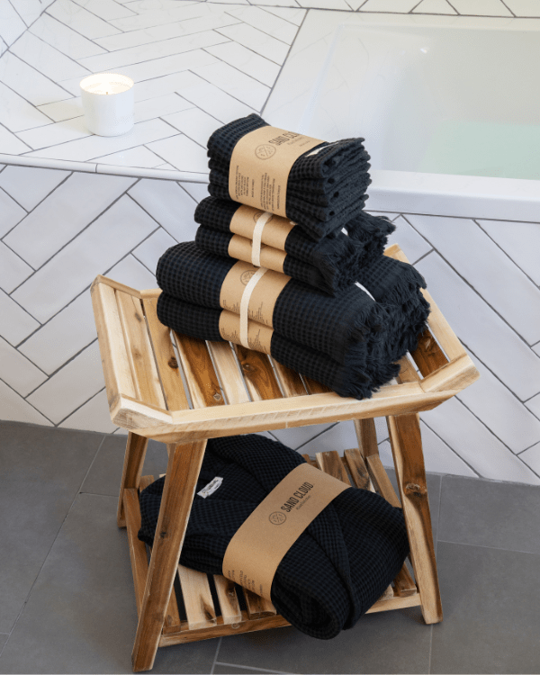 Micro Waffle XL Bath Bundle - 2 Pack - Black - Image 8