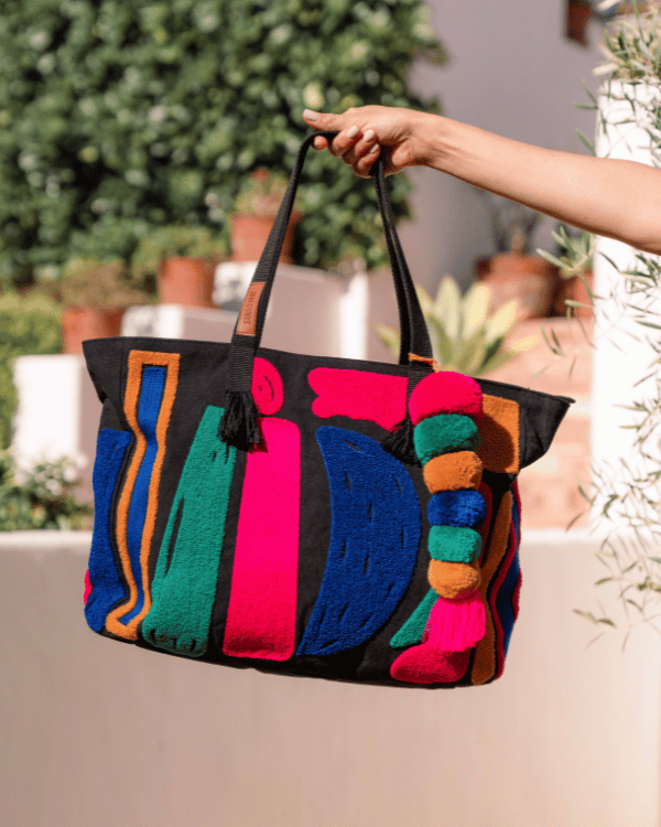Hermosa Chenille Tote - Black - Image 3