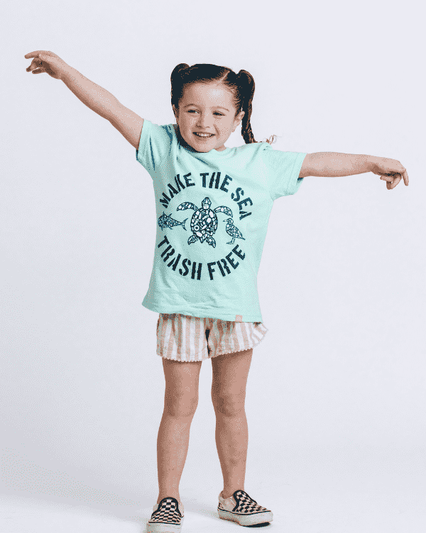 Alternative view of Make The Sea Trash Free Kids Tee - Soft Mint