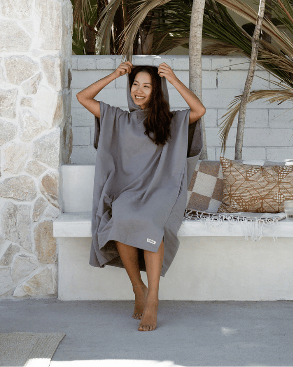 Terra Hooded Poncho Grey - Image 8