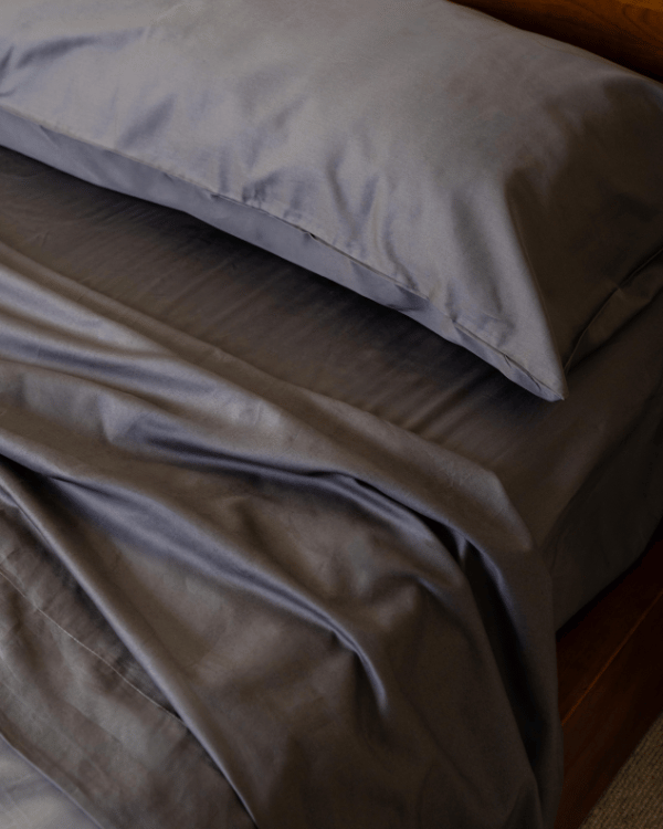 Luxe Sateen Flat Top Sheet Steel Grey - Image 7