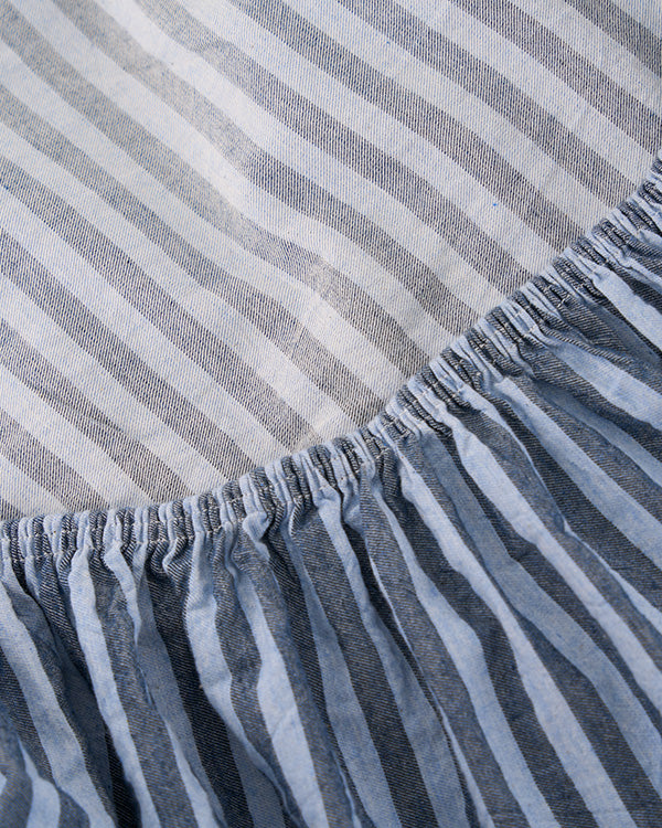 Classic Micro Twill Stripe Melange Sheet Set Indigo - Image 12