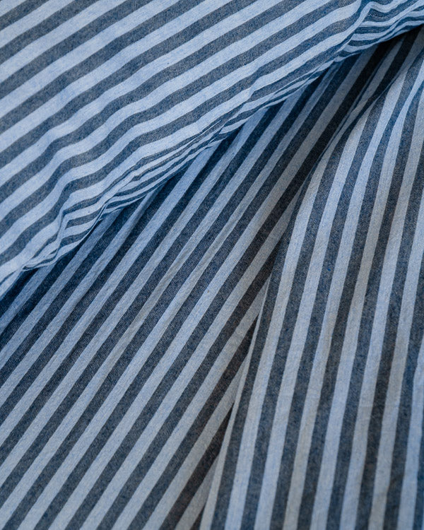 Alternative view of Classic Micro Twill Stripe Melange Fitted Sheet Indigo