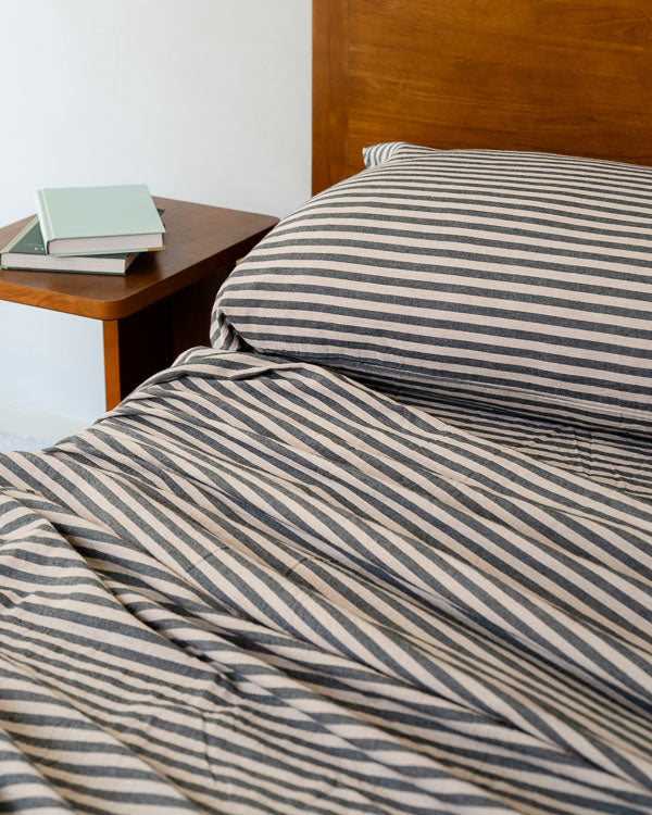 Classic Micro Twill Stripe Melange Pillowcase Set Steel Grey - Image 7