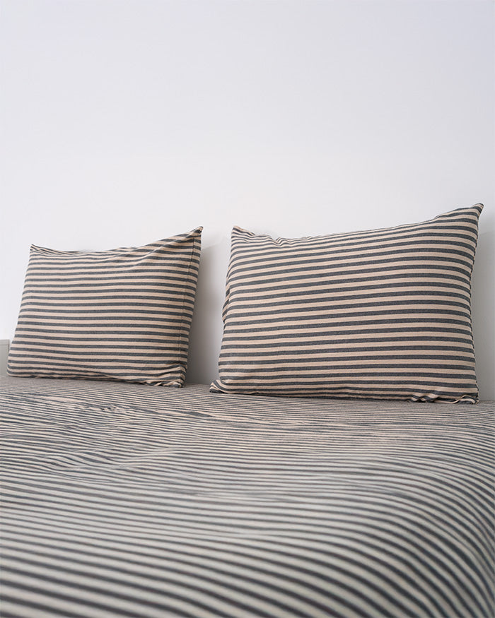 Classic Micro Twill Stripe Melange Pillowcase Set Steel Grey - Image 6