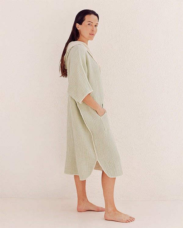 Alternative view of Falta Gauze Hooded Poncho - Sage