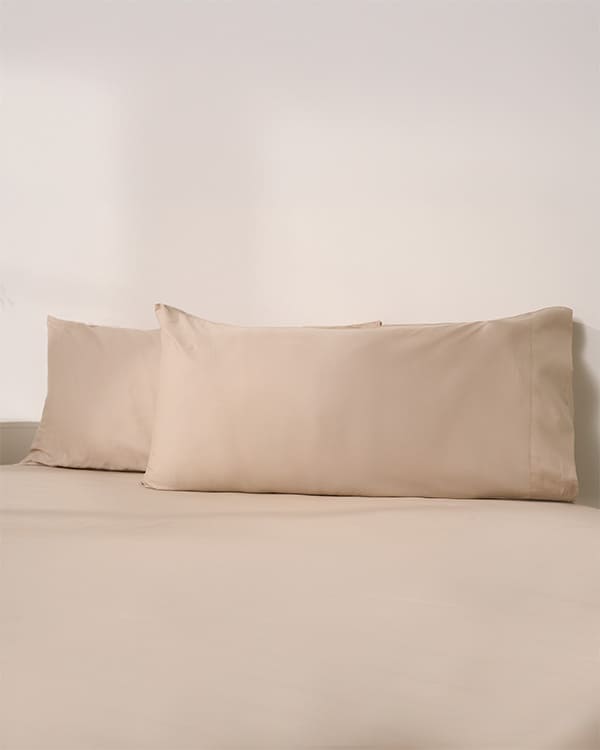Luxe Sateen Pillowcase Set Beige - Image 6