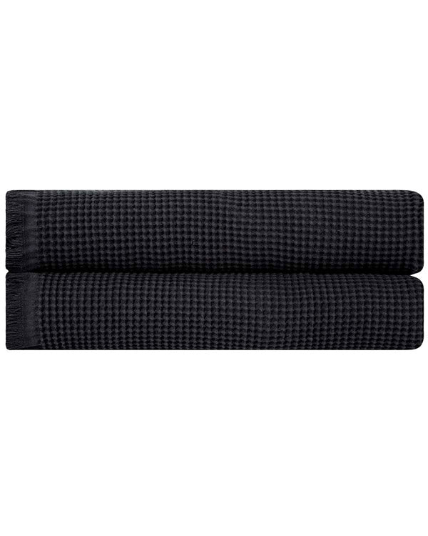 Micro Waffle XL Bath Bundle - 2 Pack - Black - Image 3