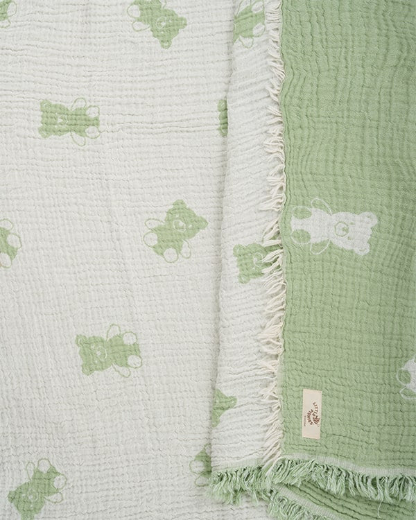 Teddy Gauze Receiving Blanket with Pouch - Image 3