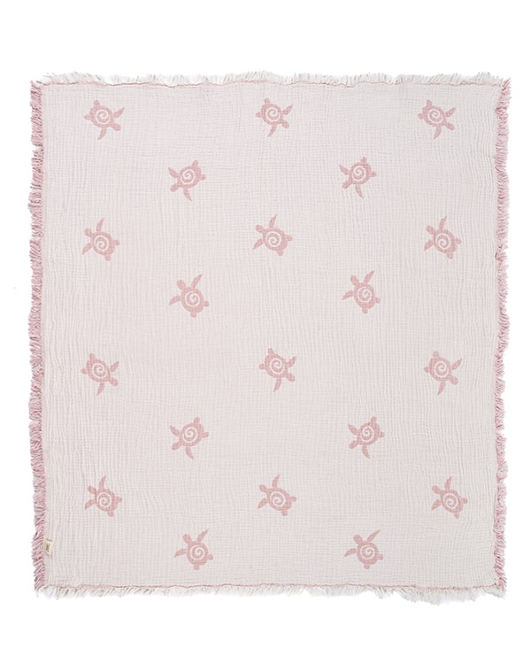 Baby Turtle Gauze Receiving Blanket Single with Pouch - Image 3