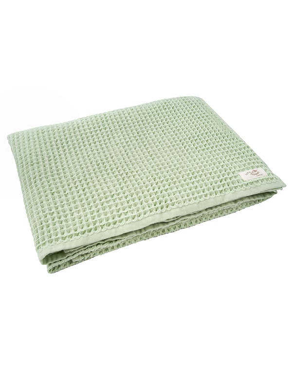 Little Fishies Waffle Blanket - Sage - Image 7
