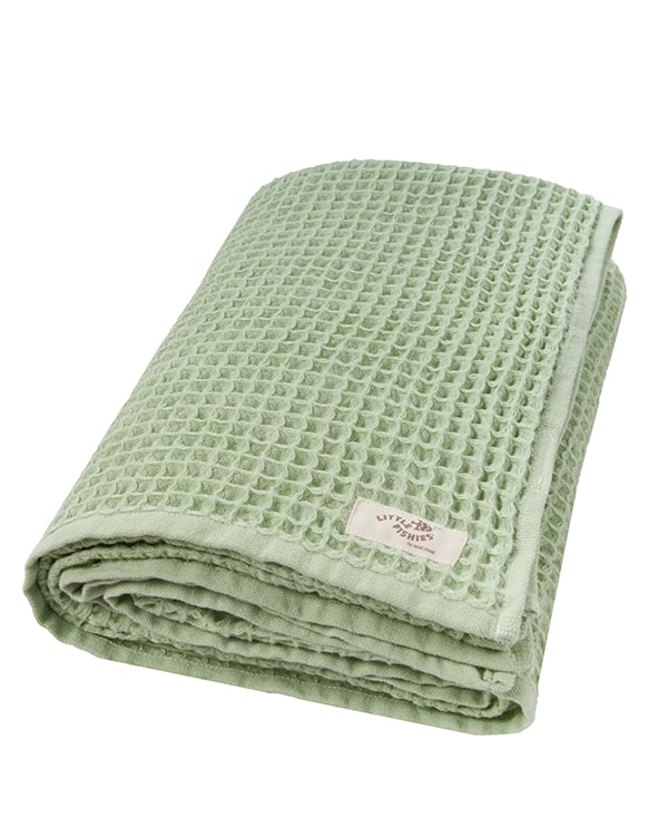 Little Fishies Waffle Blanket - Sage - Image 9