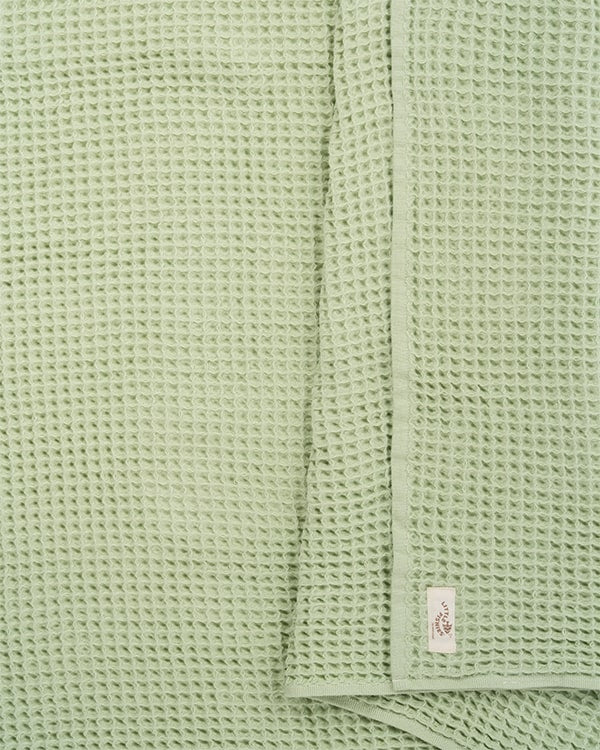 Little Fishies Waffle Blanket - Sage - Image 3