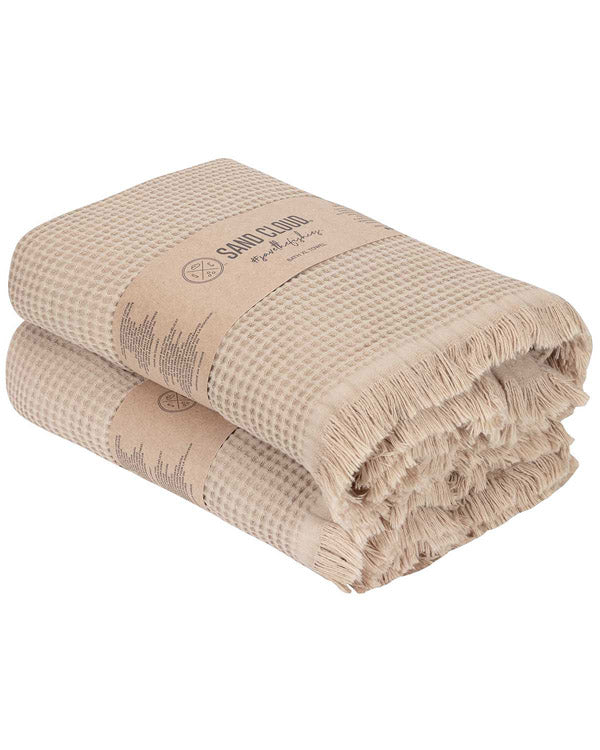 Micro Waffle XL Bath Bundle - 2 Pack -Sand - Image 4