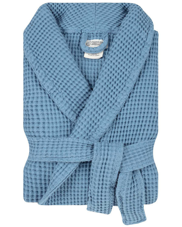 Micro Waffle Robe - Slate Blue - Image 6
