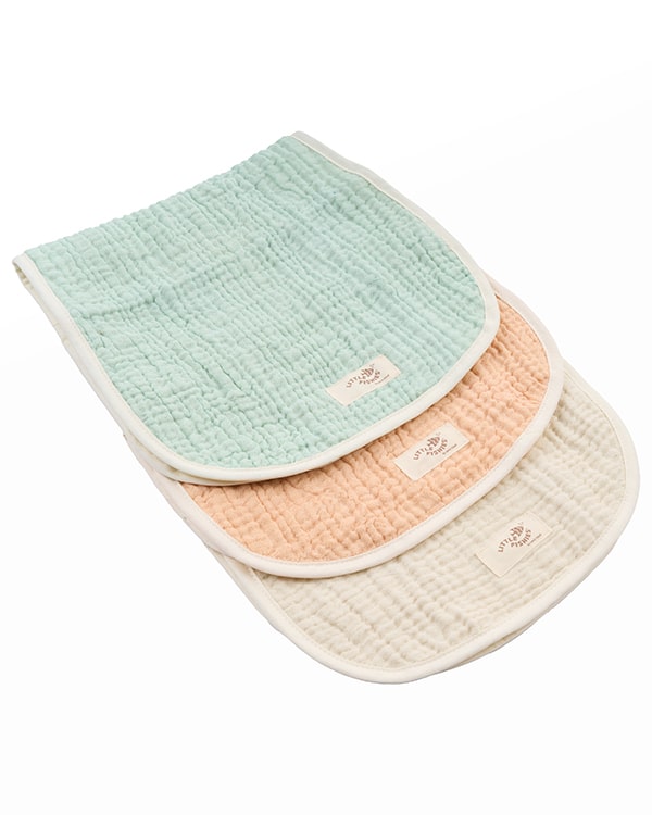 Little Fishies Gauze Burping Cloth Bundle - 3 Pack - Seafoam / Peach Fuzz / Natural - Image 11