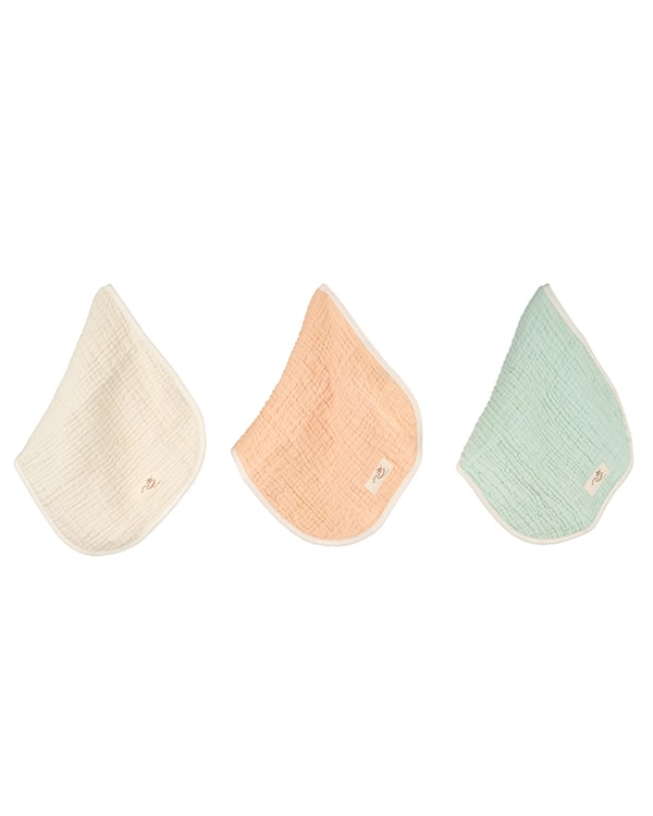 Little Fishies Gauze Burping Cloth Bundle - 3 Pack - Seafoam / Peach Fuzz / Natural - Image 16