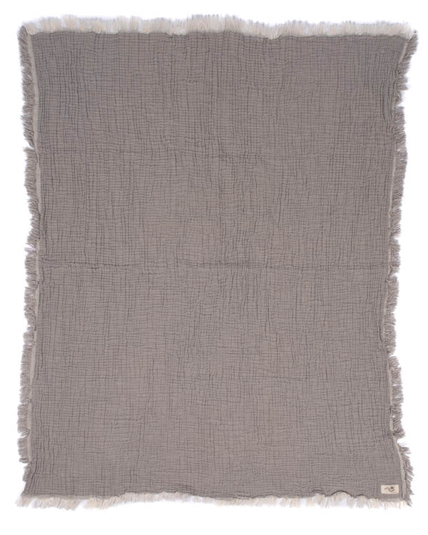 Little Fishies Gauze Receiving Blanket - Grey - Image 3