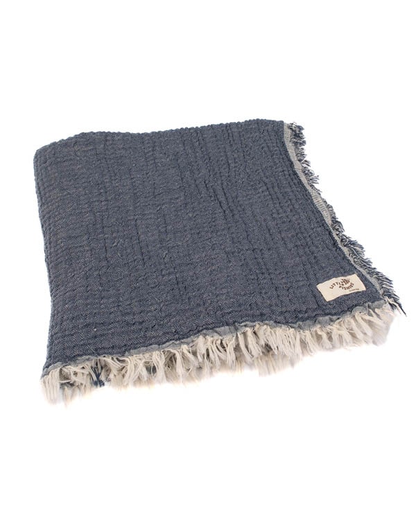 Little Fishies Gauze Receiving Blanket - Navy - Image 6