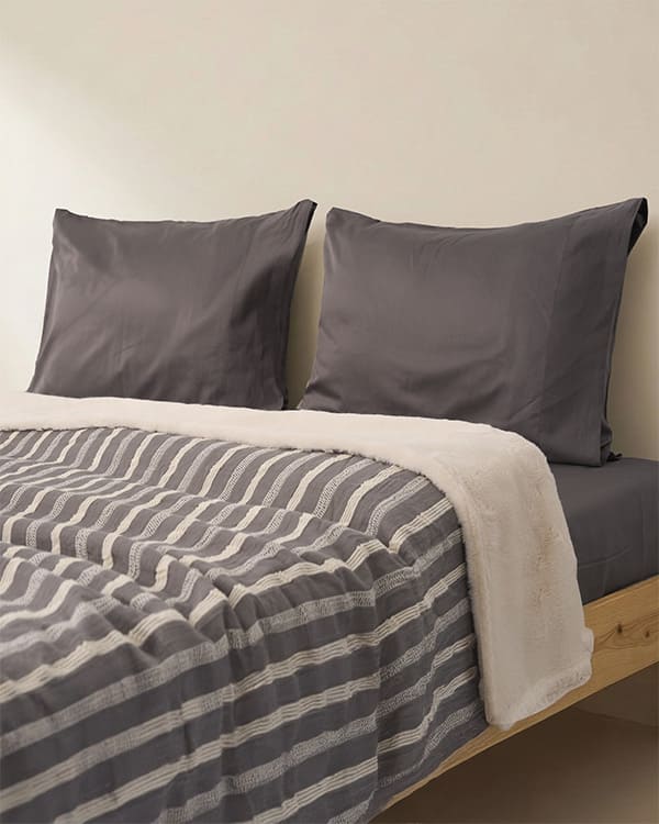Alternative view of Cozy Texture Plush Blanket - Steel Grey